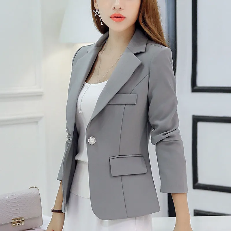 Women Fashion Casual Blazer Slim Fit Business Basic Jacket Lady Work Wear