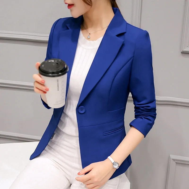 Women Fashion Casual Blazer Slim Fit Business Basic Jacket Lady Work Wear