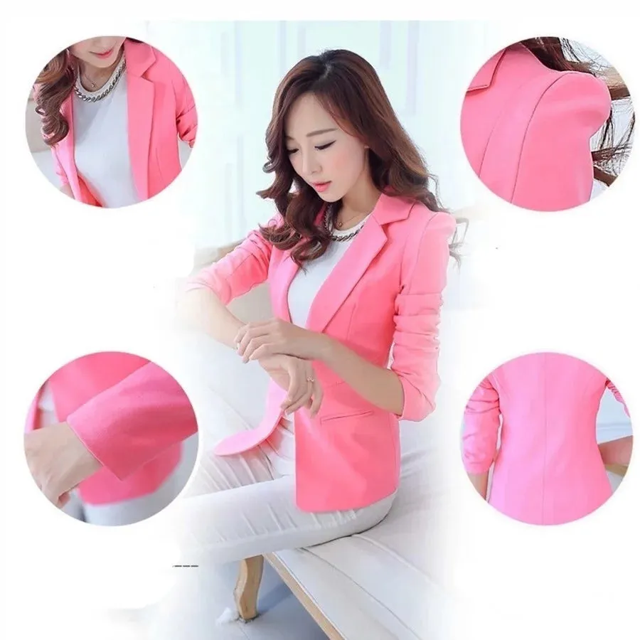 Women Fashion Casual Blazer Slim Fit Business Basic Jacket Lady Work Wear