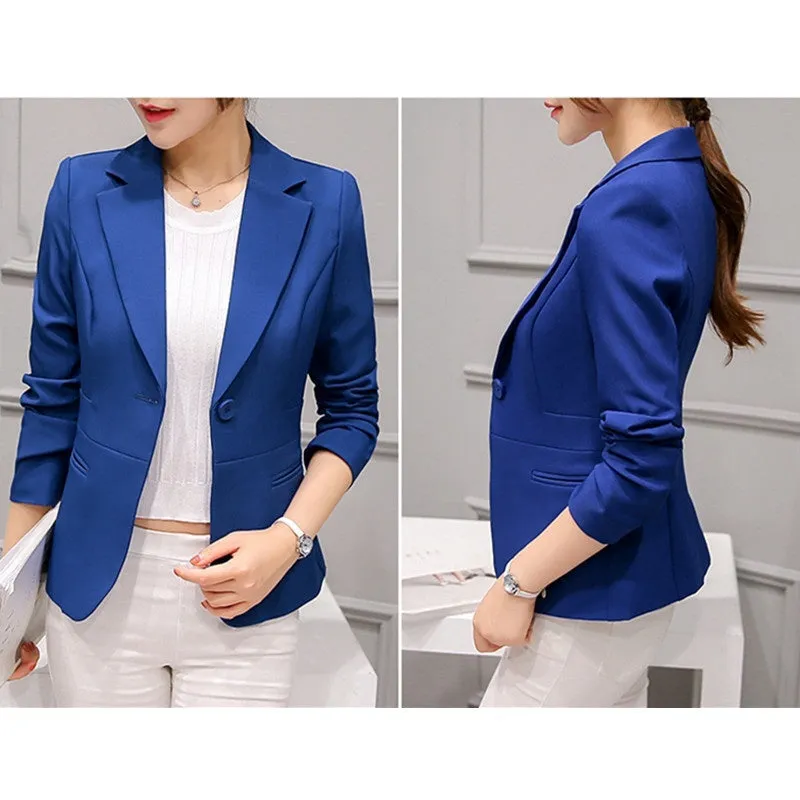 Women Fashion Casual Blazer Slim Fit Business Basic Jacket Lady Work Wear