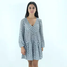 Women's Checkered Dress,White