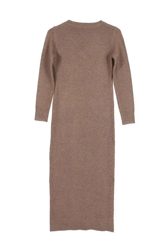 Womens V-Neck Sweater Maxi Dress