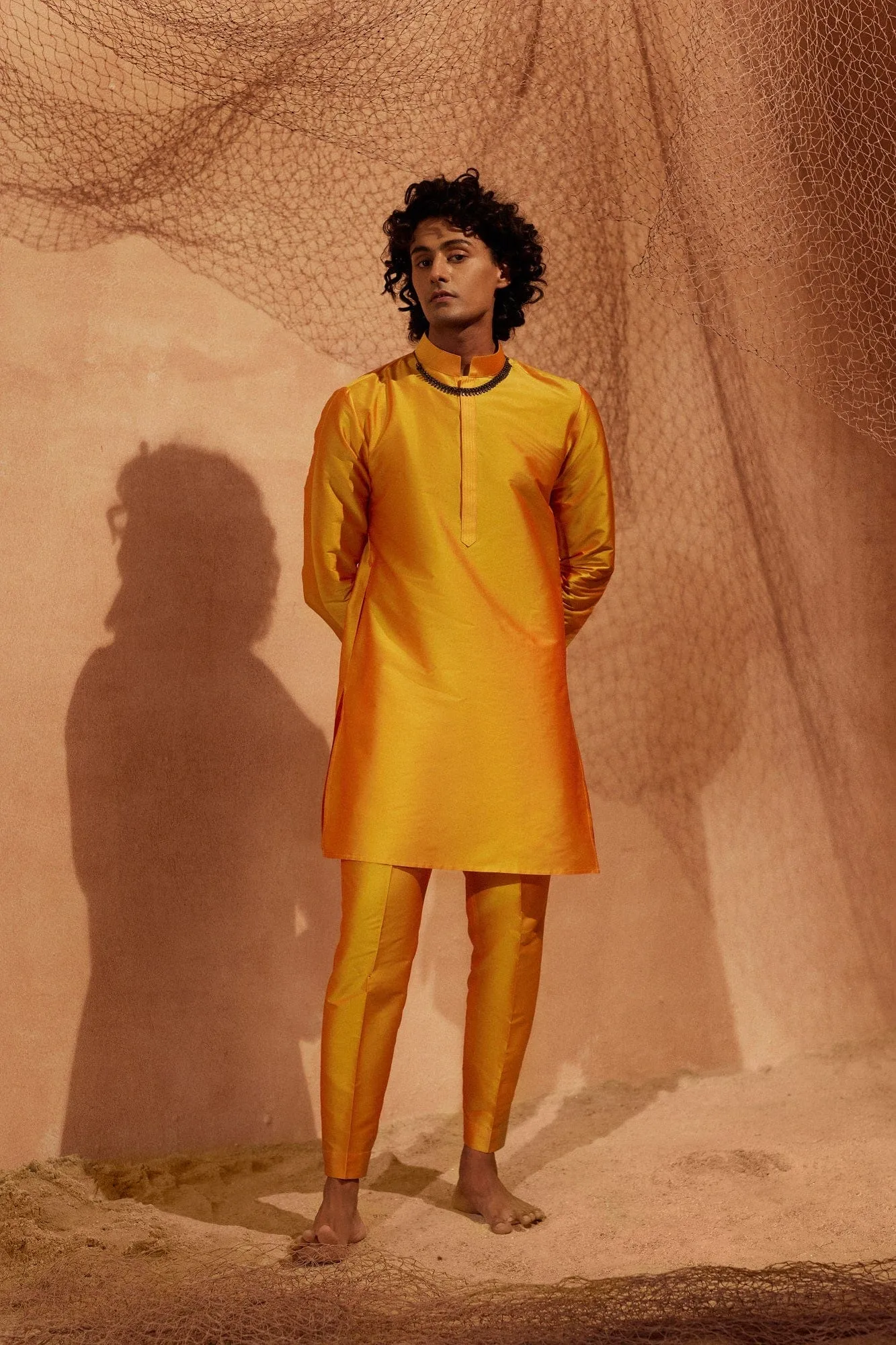 Yellow - Tagai Silk Kurta Set