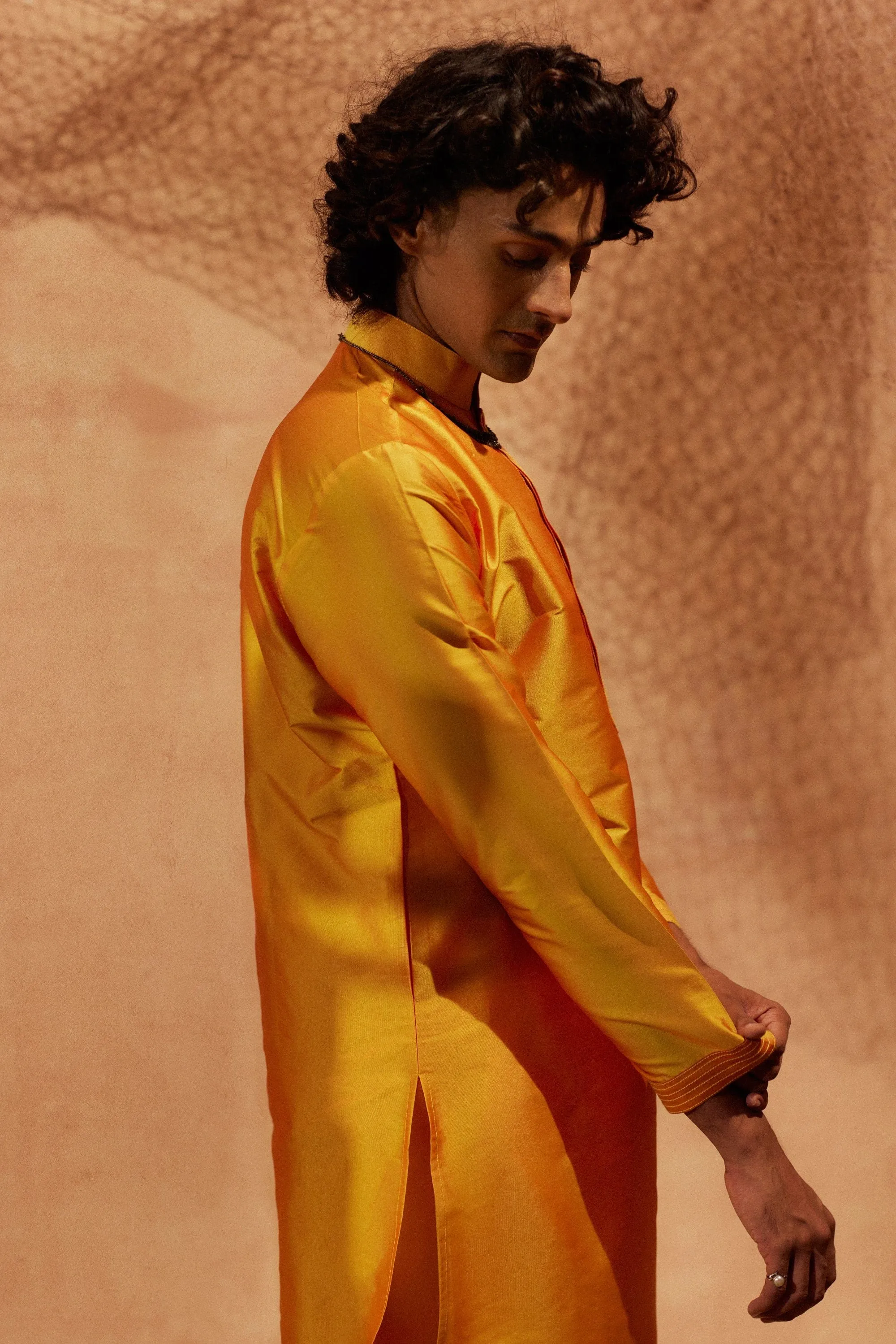 Yellow - Tagai Silk Kurta Set